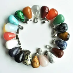 Free shipping 50pcs/lot wholesale assorted mixed natural stone water drop pendants Charms fit Necklaces jewelry making