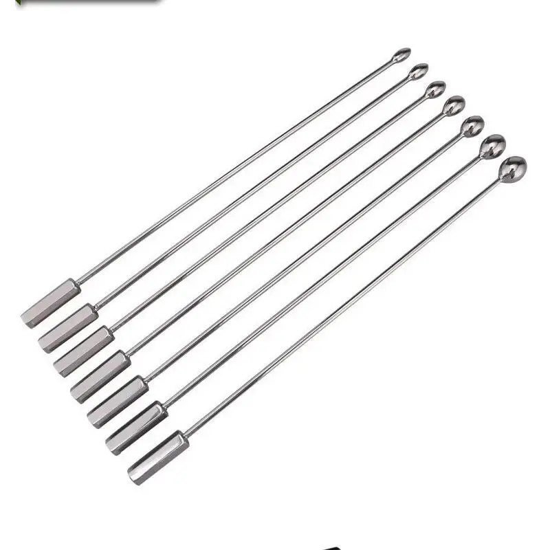 7 Size 23CM Long Male Stainless Steel Urethral Sounding Bead Stimulate Plug Urethra Stretching Chastity Device BDSM Sex Toy A234