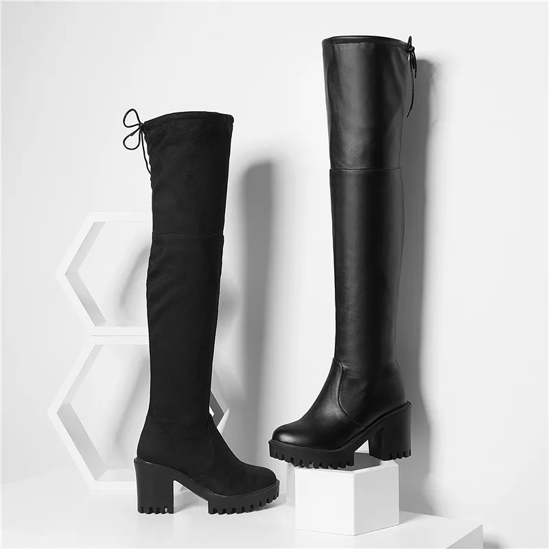 ASUMER 2022 hot sale over the knee thigh high boots women round toe high heels platform boots slim party prom shoes woman