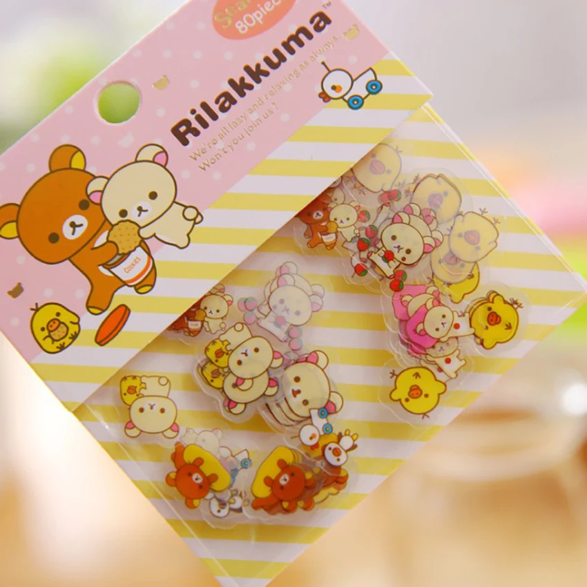 80pcs/set PVC Cartoon Animal Transparent Stickers Handmade Mobile Phone Decorative Sticker Diary Album Scrapbook Label Striker