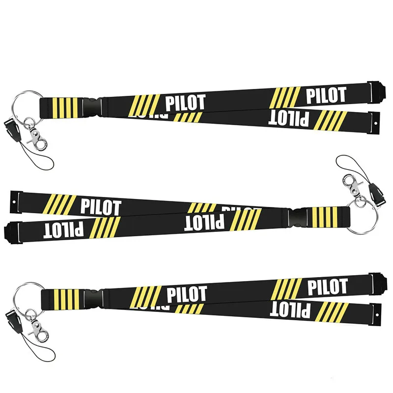 

3 PCS/LOT Fashion Pilot Lanyards for Keys Neck Strap For Card Badge Gym Co-Pilot Key Chain Lanyard Hang Rope Keychain Lanyards