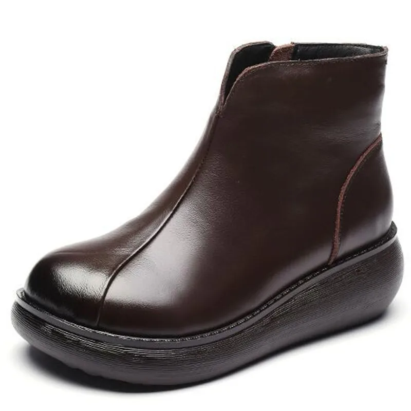 ZXRYXGS Top pelle bovina fondo spesso Comfort stivali autunnali scarpe da donna 2024 stivali in pelle con fondo morbido stivali da neve caldi scarpe invernali