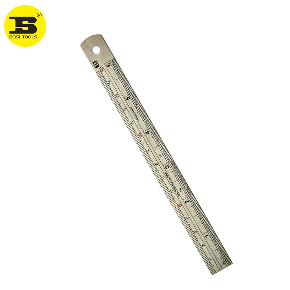 

BOSI 15cm/6 inch imperial metric combinated stainless scale steel ruler measuring tool