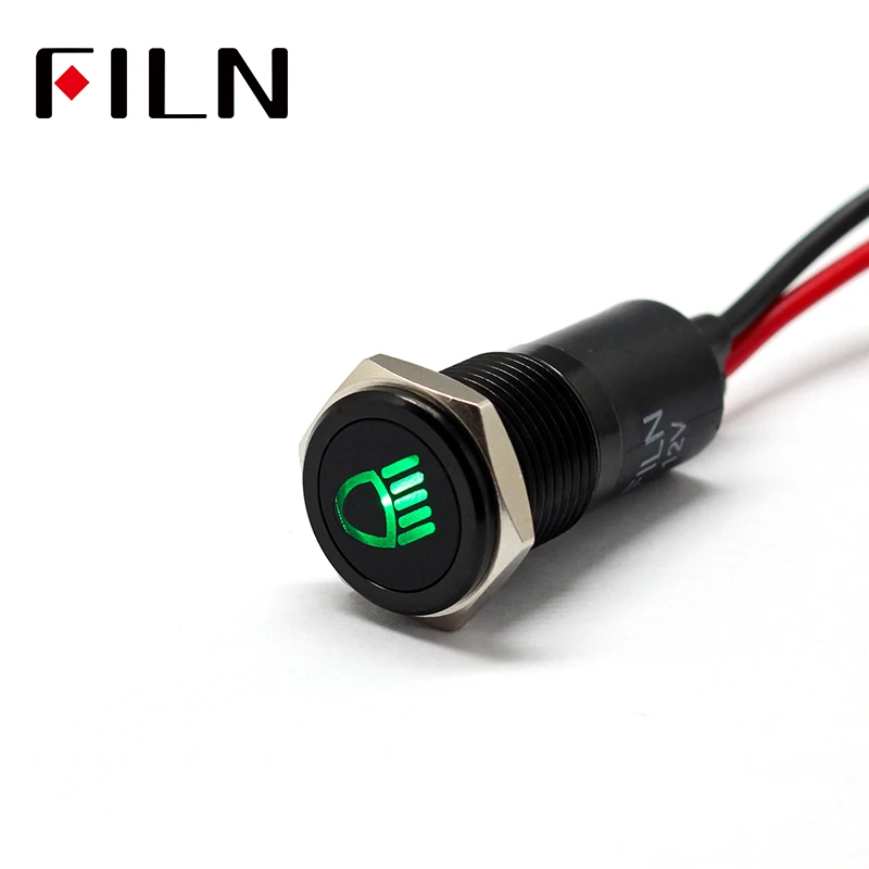 14mm Waterproof Lamp FILN 12V LED Car Signal Lights Instrument Pilot light red blue indicator light with wire