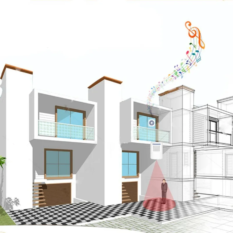 HFES باب الرنين ، لاسلكي باب الأعمال محس حركة كاشف ذكي زائر جرس الباب أمن الوطن درب إنذار مع 1 المكونات في