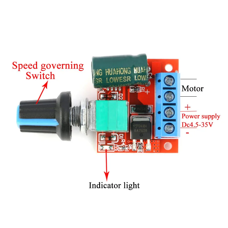 5A 90W HW-687 PWM 12V DC Motor Speed Controller Module DC-DC 4.5V-35V Adjustable Speed Regulator Control Governor Switch 24V