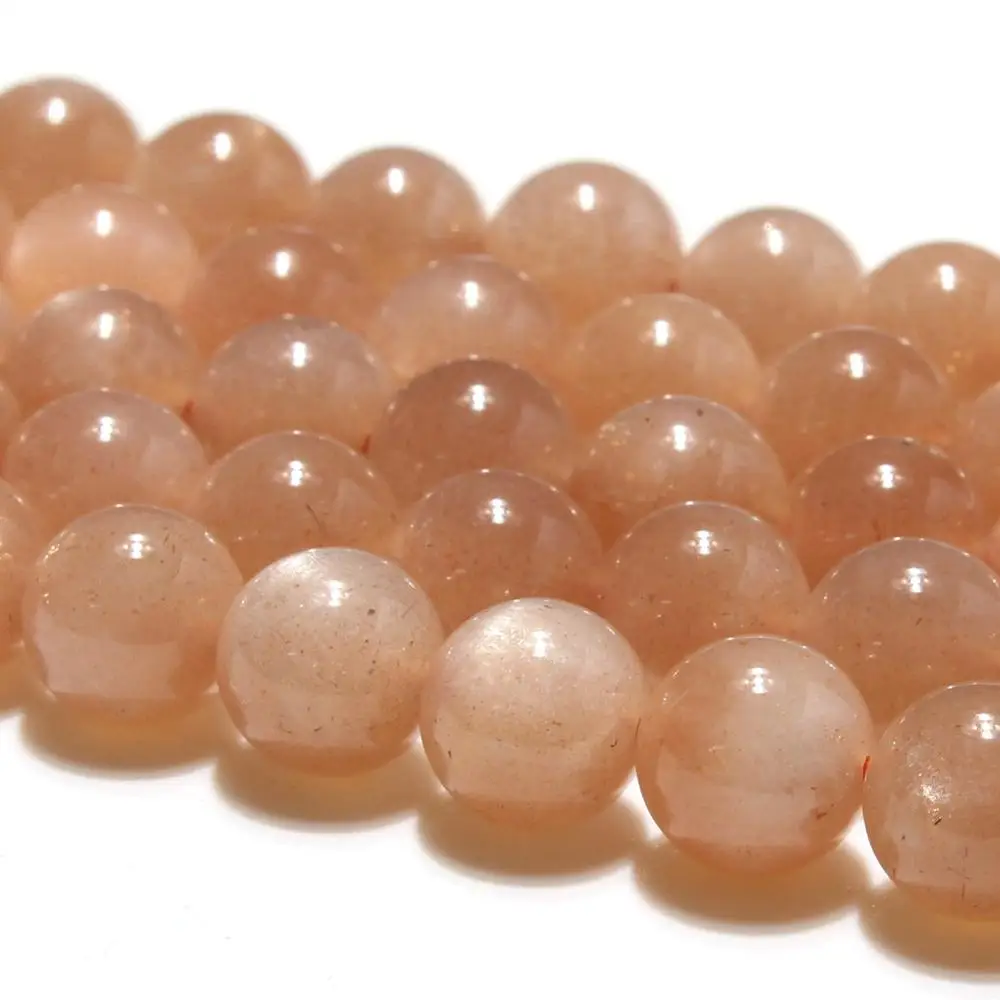 Natural Round AA Orange Moonstone Gemstone Loose Beads 6 8 10 11 12mm For Necklace Bracelet DIY Jewelry Making 15inch Strand