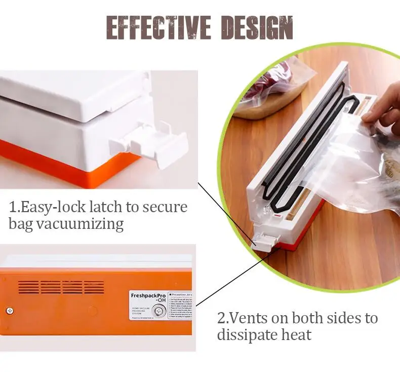 1PC Household Food Vacuum Sealer Machine Vacuum Packing Machine 220V Film Container Food Sealer Saver Include 15Pcs Bags Free