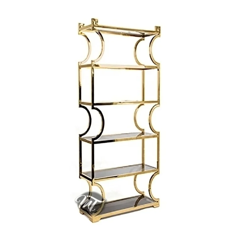 

Commercial Furniture Design Wedding Gold Stainless Steel Bar Wine Racks for Party Display