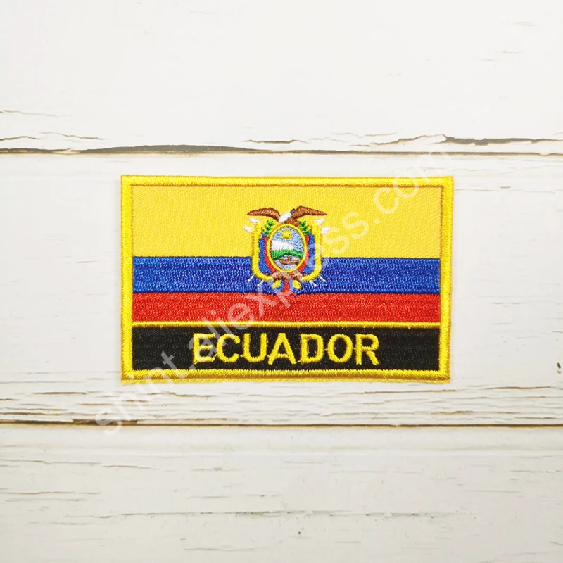 Ecuador National Flag Embroidery Patches Badge Shield And Square Shape Pin One Set On The Cloth Armband   Backpack  Decoration