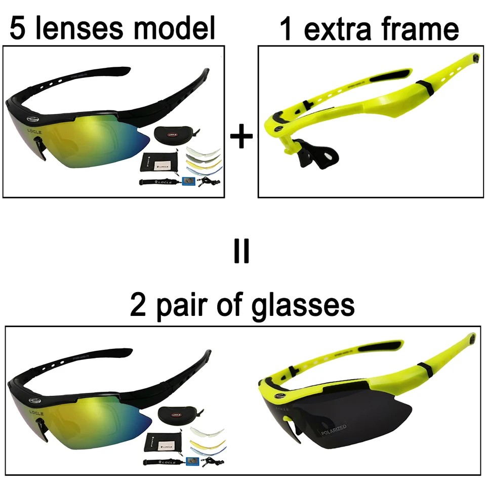 LOCLE Hiking Glasses Tactical Polarized Men Shooting Sun Glasses Airsoft Glasses for Camping Fishing Riding Cycling Sunglasses
