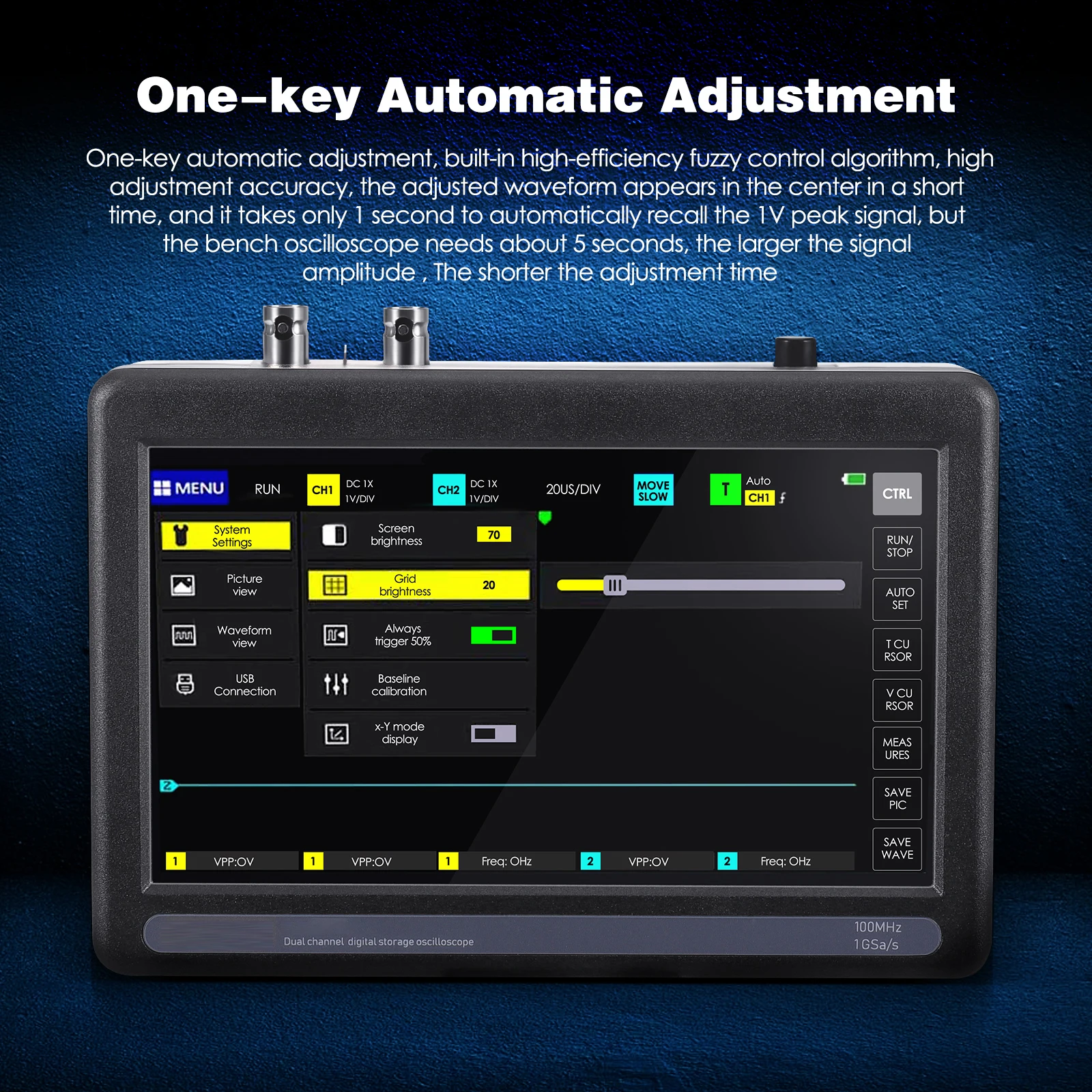 1013D Digitale Tablet Oscilloscoop Dual Channel 100M Bandbreedte 1GS Sampling Rate 2 Kanalen Mini Tablet Digitale Oscilloscoop