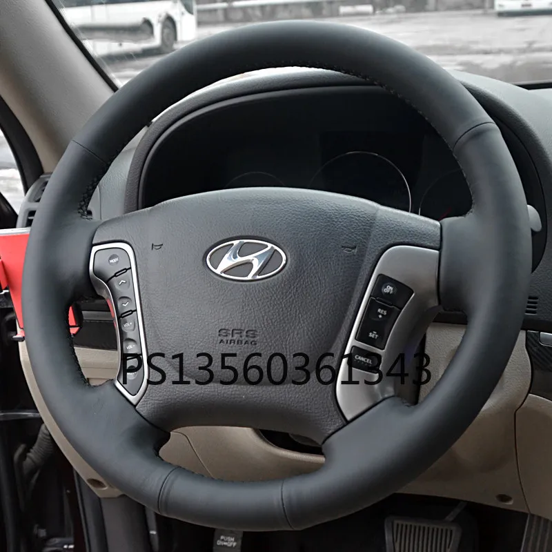 Suitable for Hyundai Ix35 Ix25 Mistra Elantra Tucson Sonata hand-stitched steering wheel cover leather suede grip cover