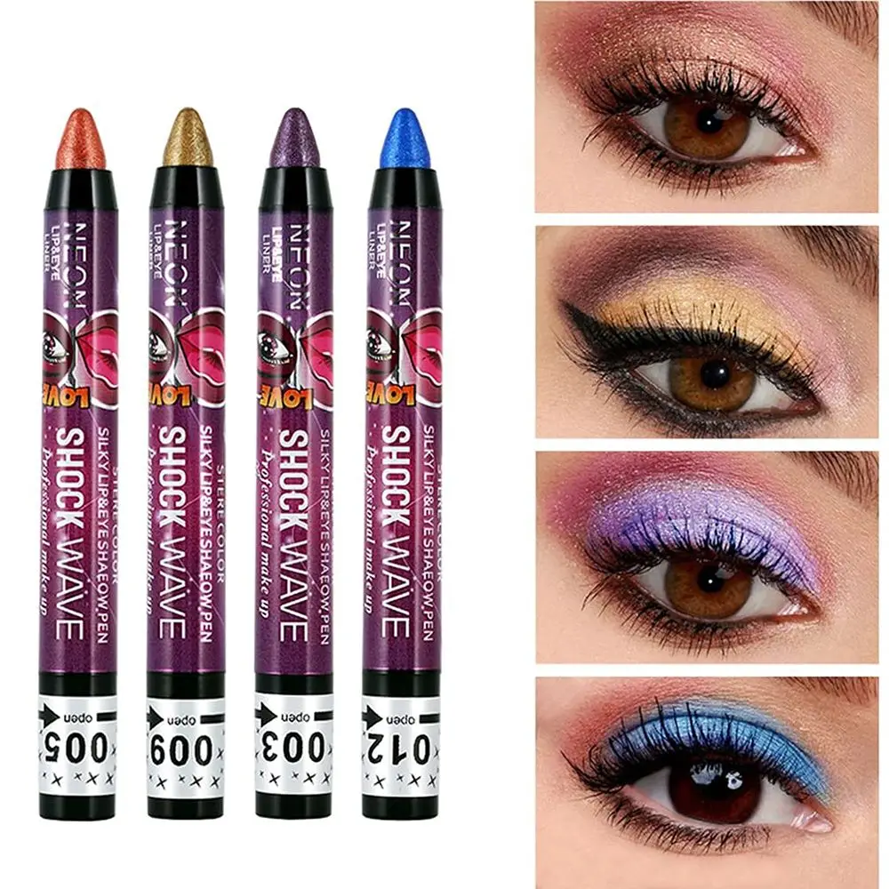 Maquiagem Shimmer Sombra de longa duração Lápis Caneta labial à prova d'água 2 em 1