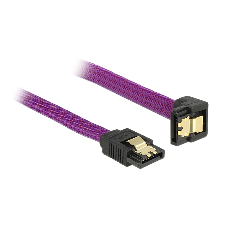 18inch SATA 3.0 III SATA3 7pin Data Cable 6Gb/s SSD Cables HDD Hard Disk Data Cord with Nylon Sleeved Premium Version purple