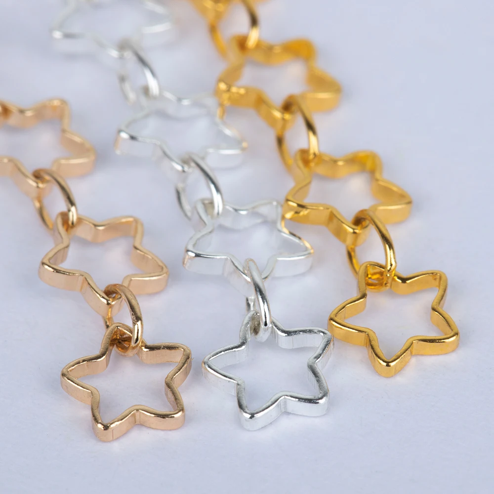 Geen Fade 1Meter Star Ketting Goud Kleur Chain 5Mm Hollow Out Metalen Koperen Kettingen Voor Ketting Sieraden Maken componenten Diy