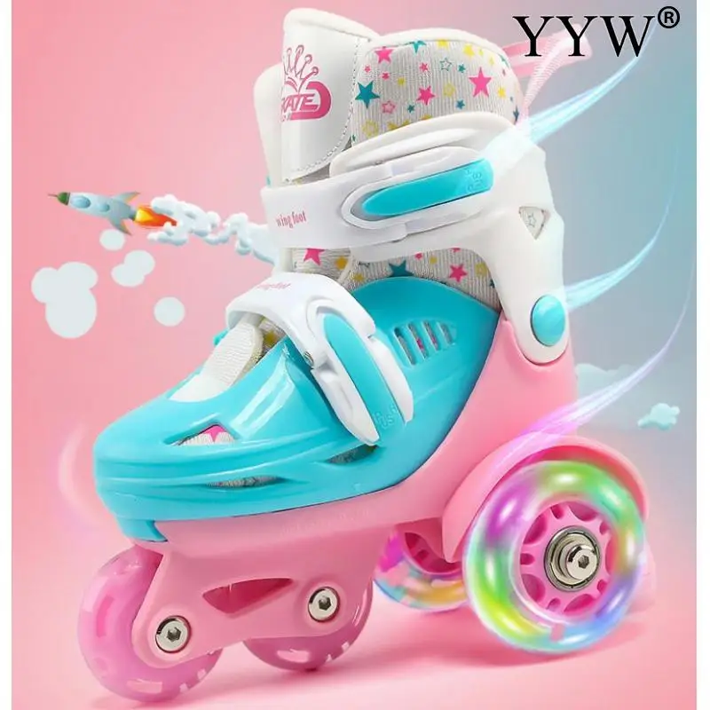 

Girls Kids Children Roller Skates 4 Wheels Triangle Row Line Skating Shoes Sliding Quad Sneakers Outdoor Gym Sports Beginner