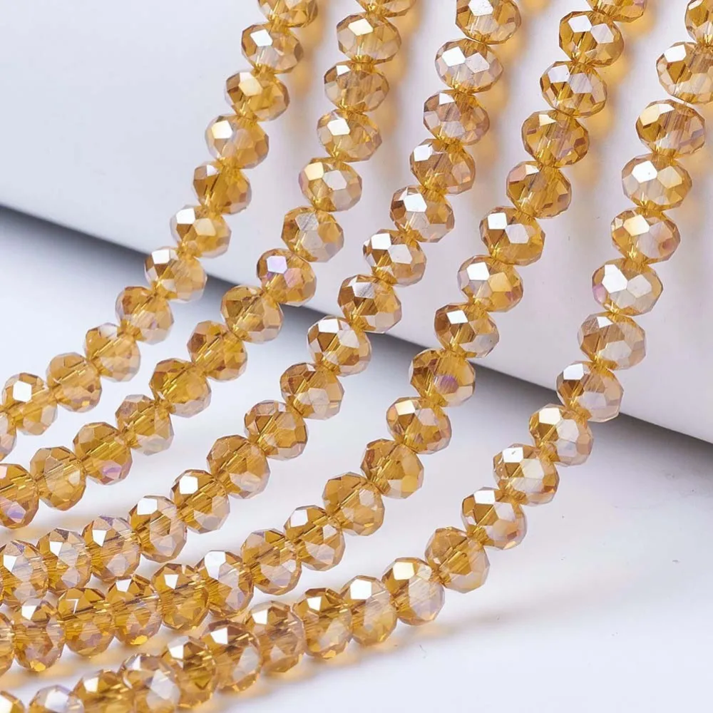 10 Strands ​AB Color Plated Electroplate Glass Beads Strands Faceted Rondelle 4x3mm 6x5mm