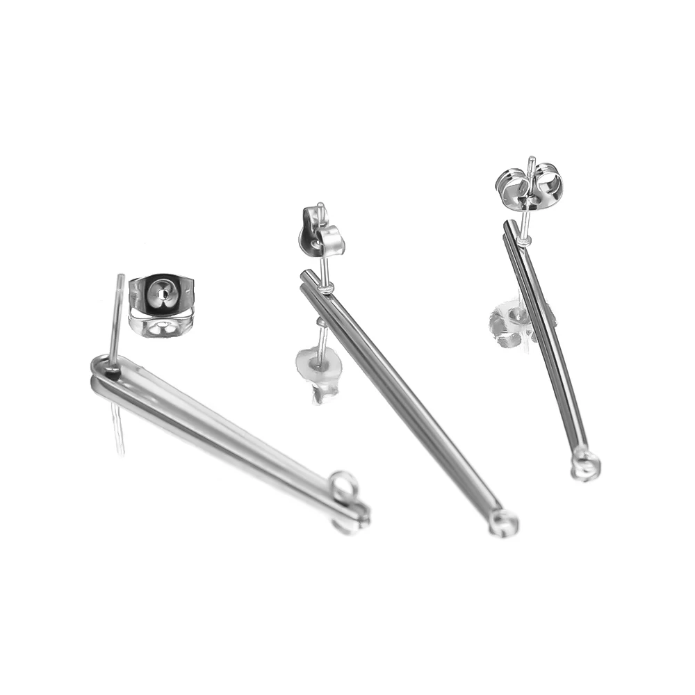 10 Stück Goldfarbene Modische Damen-Ohrringe Edelstahl-Ohrstecker Lange Verbindungsstangen Anhänger DIY Schmuckherstellung – Detail 4