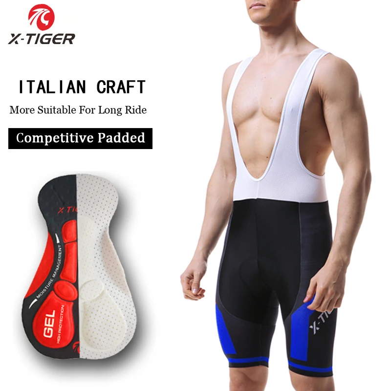 X-TIGER Radfahren Lätzchen Shorts Sommer Bike Atmungsaktive Männer der 5D Gel Gepolsterte Bike Tights Triathlon Mann Pro Licra Fahrrad Shorts