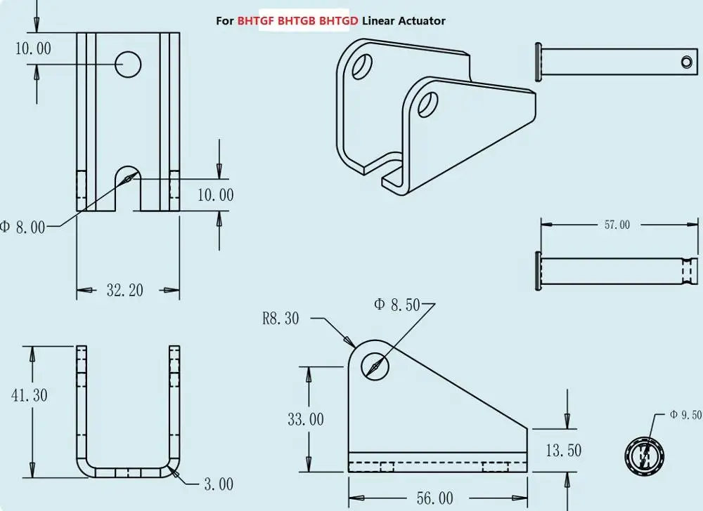 2 Pcs Linear Actuator วงเล็บยึดสำหรับ BHTGF BHTGD BHTGB Linear Actuator