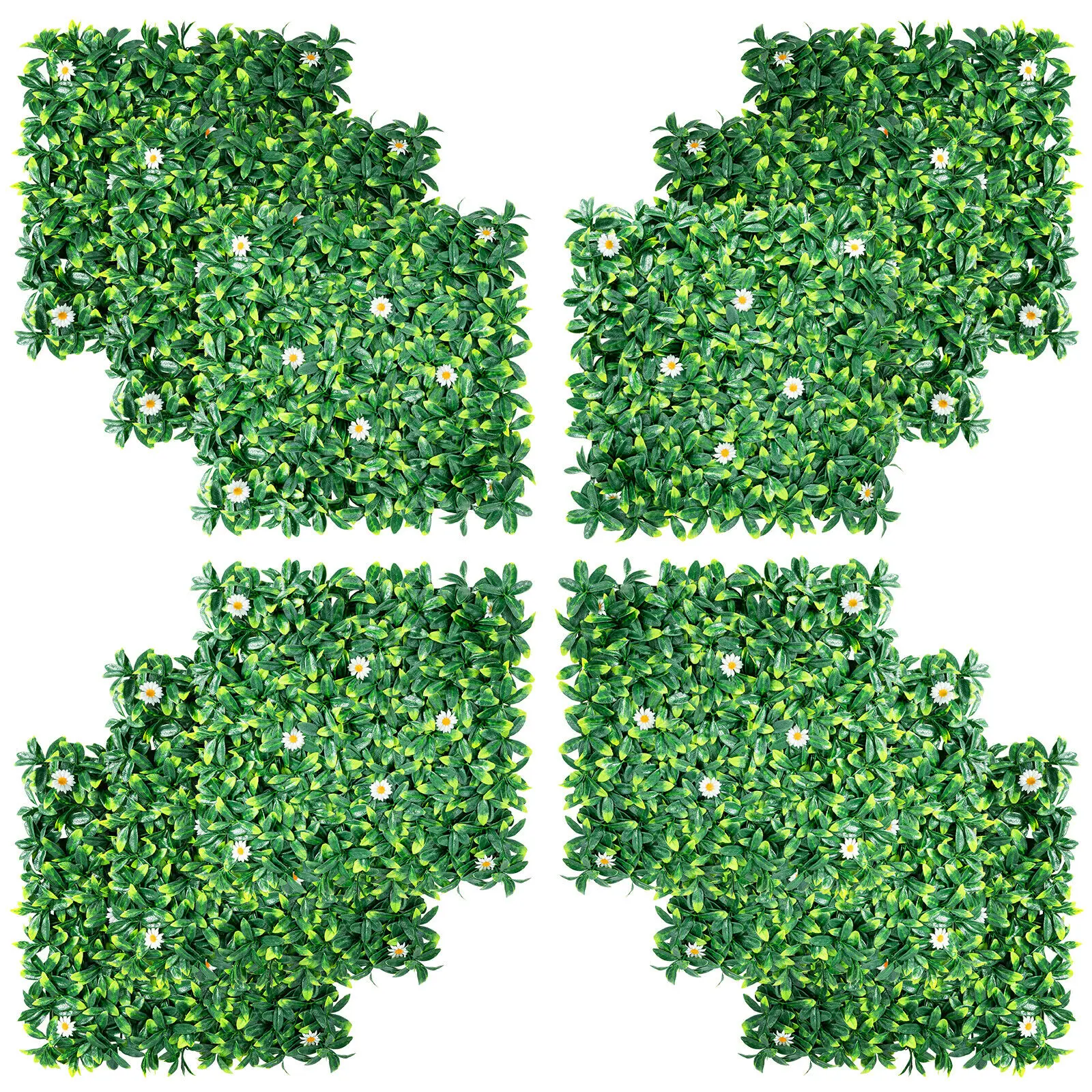 

Costway 12PCS 20x20inch Artificial Daisy Hedge Plant Privacy Fence Hedge Panels