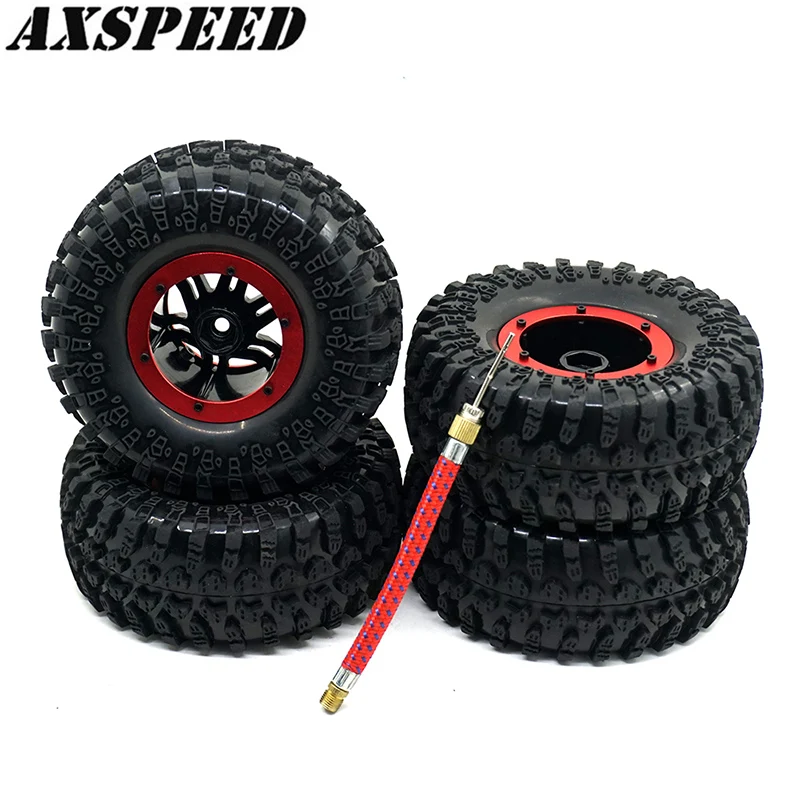 AXSPEED 4PCS 2.2inch RC Car Inflatable Air Pneumatic Rubber Tires Tyres Wheel Rims for 1/10 Axial Wraith 90018 SCX10 TRX4