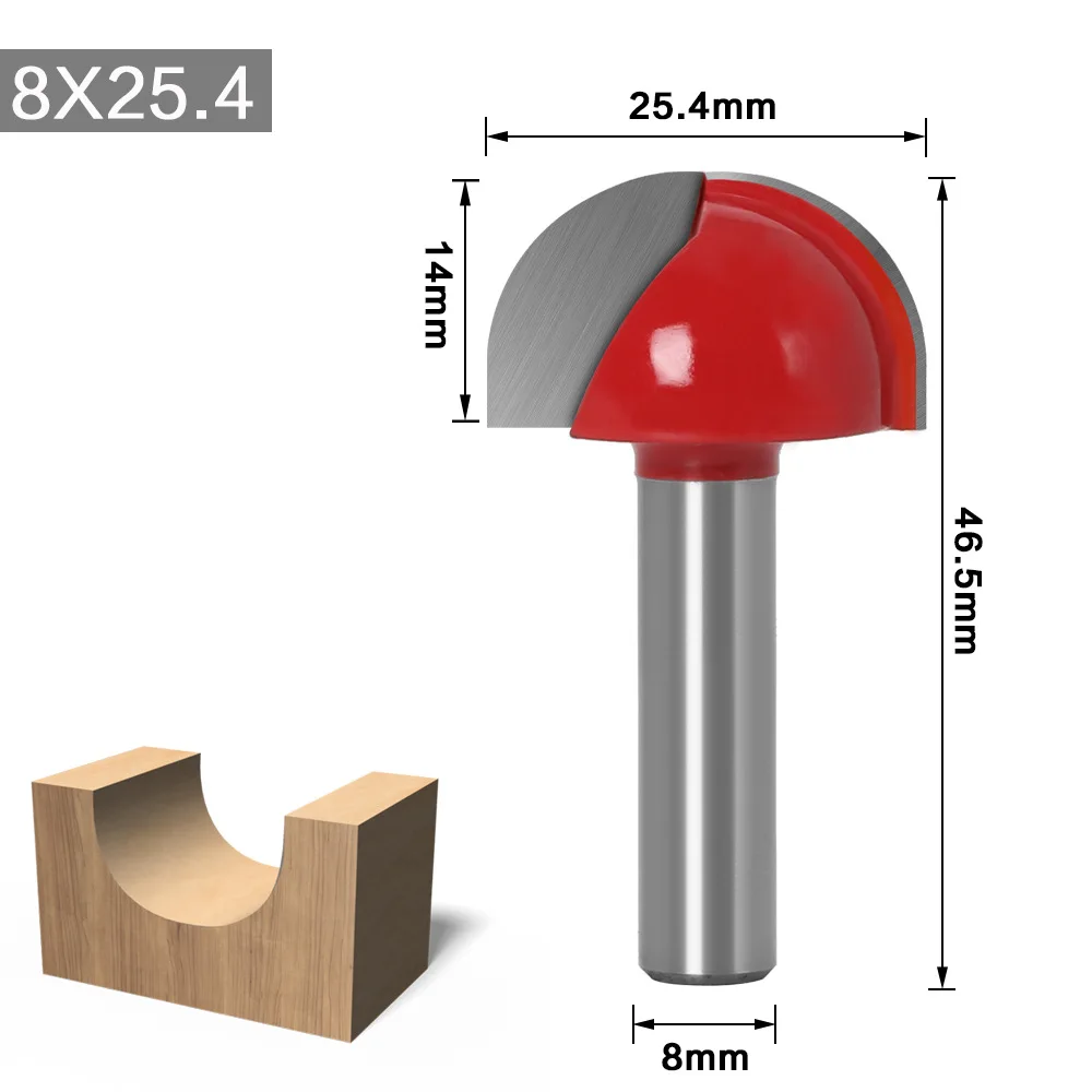 Brocas redondas de carburo sólido para carpintería, Herramientas CNC con vástago de 8mm, punta redonda, caja de núcleo de Cala, fresa de bola