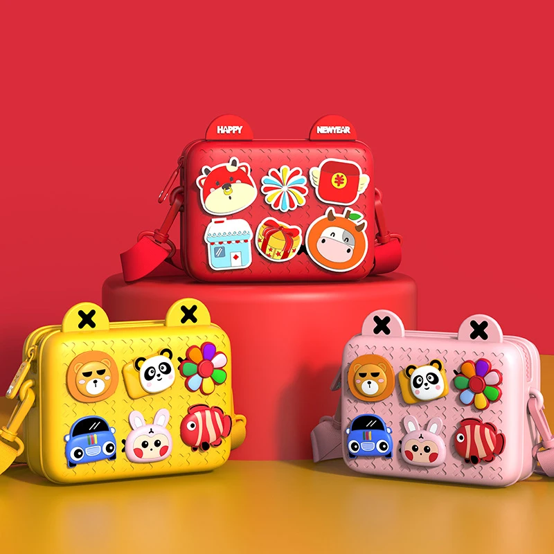 Kids Cartoon Crossbody Bags Christmas Handbag Cute Kindergarden Inclined Shoulder Bag With Cartoon Decorative Accessories