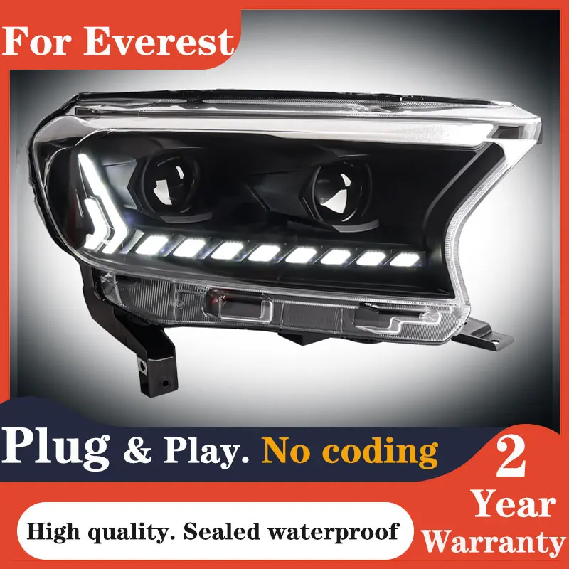 Cars Head Lamp For Ford Ranger Everest T6 FL T7 T8 Raptor Audi Type Headlight LED Dynamic turn signal Headlight Bi LED lens