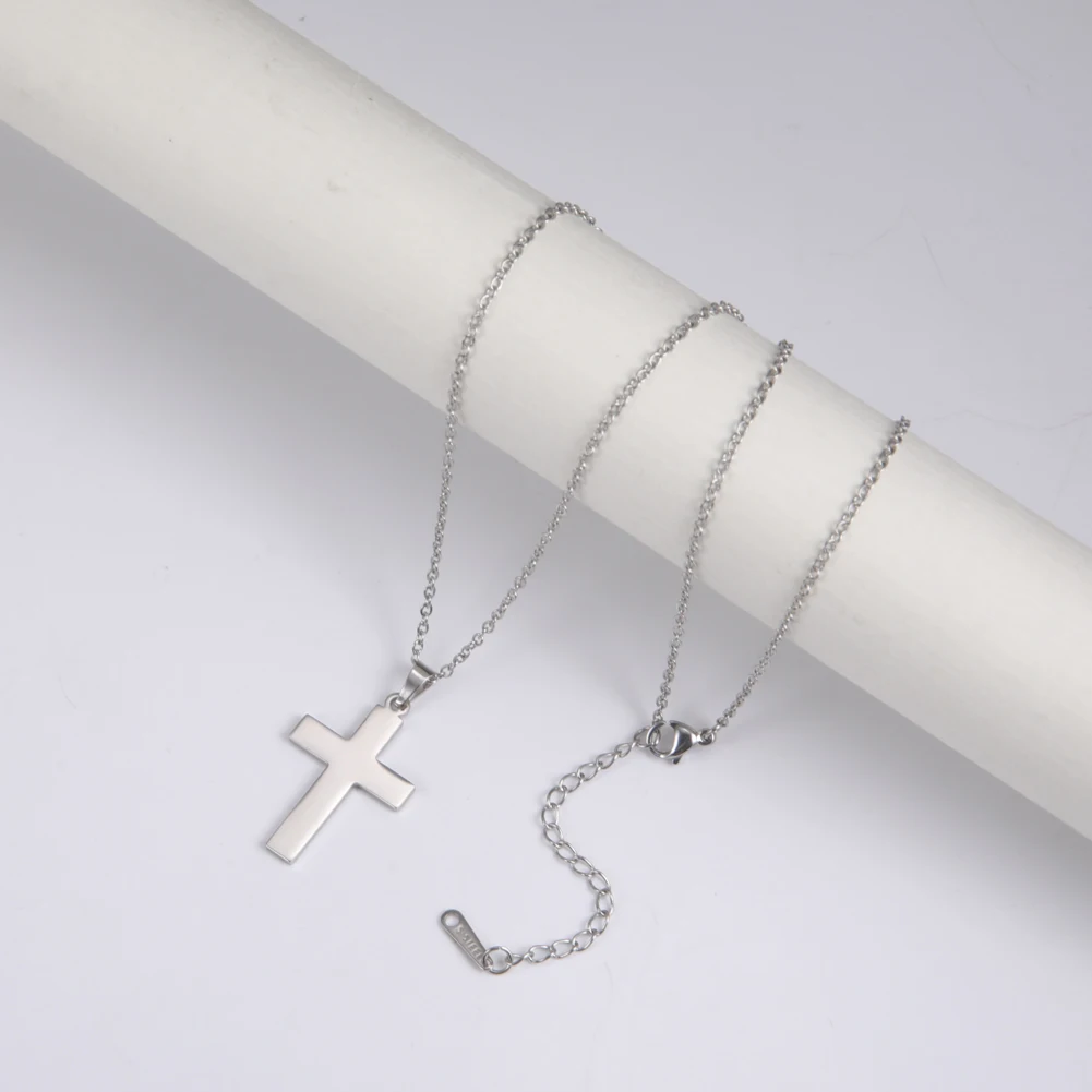 Unift Vintage Cross Pendant Necklace for Men Women Charm Punk Female Bohemian Stainless Steel Choker Neck Chain Jewelry Gifts