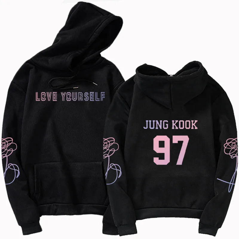 Hip-Hop Women and men Turtleneck New DNA  K-pop Clothes 2019 hoodies love yourself Love Yourself kpop Capless hoody outwear