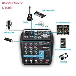 Teyun-DJ Sound Mixture table console, audio mixer, bluetooth, USB Play, recording controller, console mix, 24 DSP effect, 8 6 4 channels, 48V 12 Main DJ Controller Sales - №8