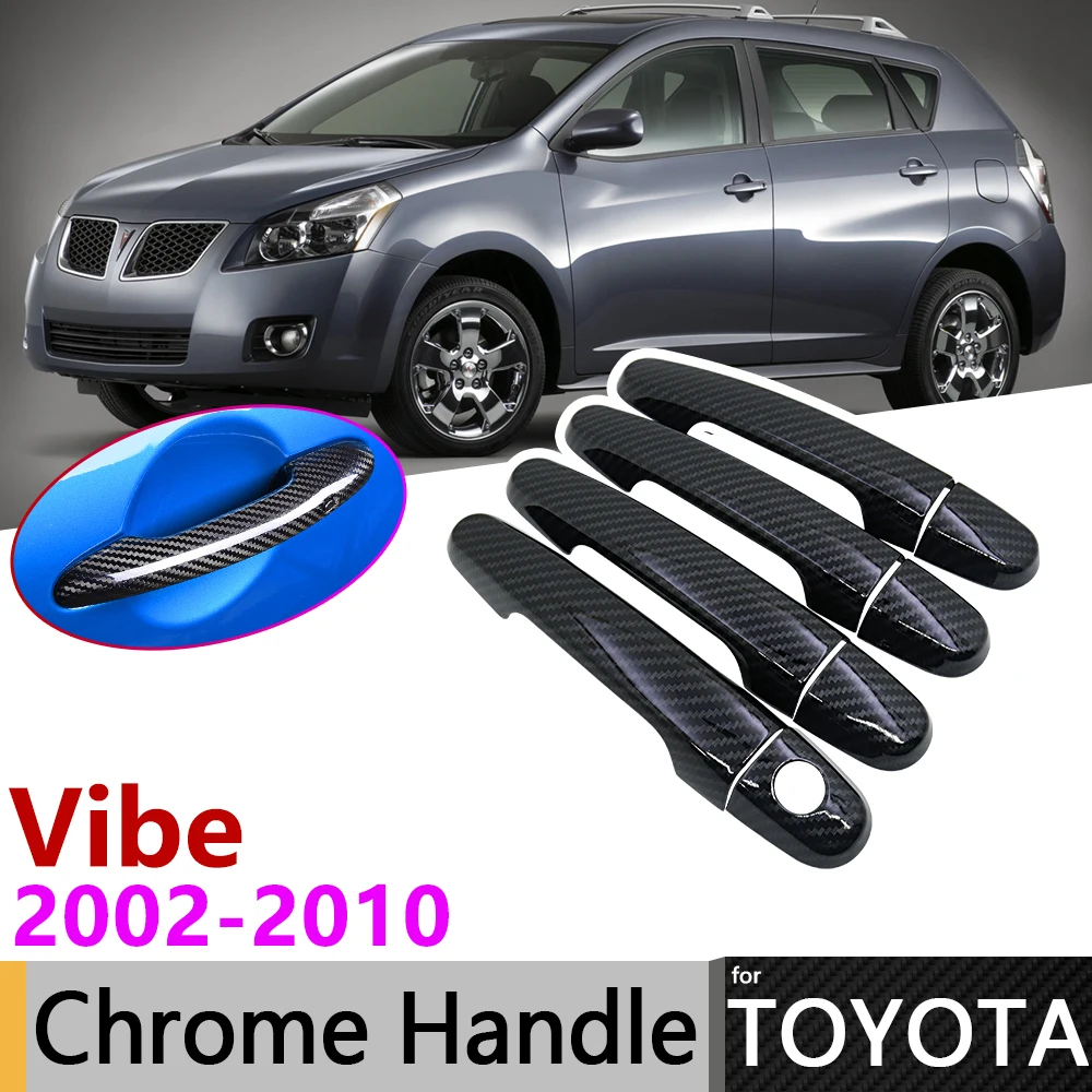 

Black Carbon Fiber Exterior Door Handle Cover for Pontiac Vibe 2003~2010 2004 2007 2009 Car Accessories Stickers Trim Set Chrome