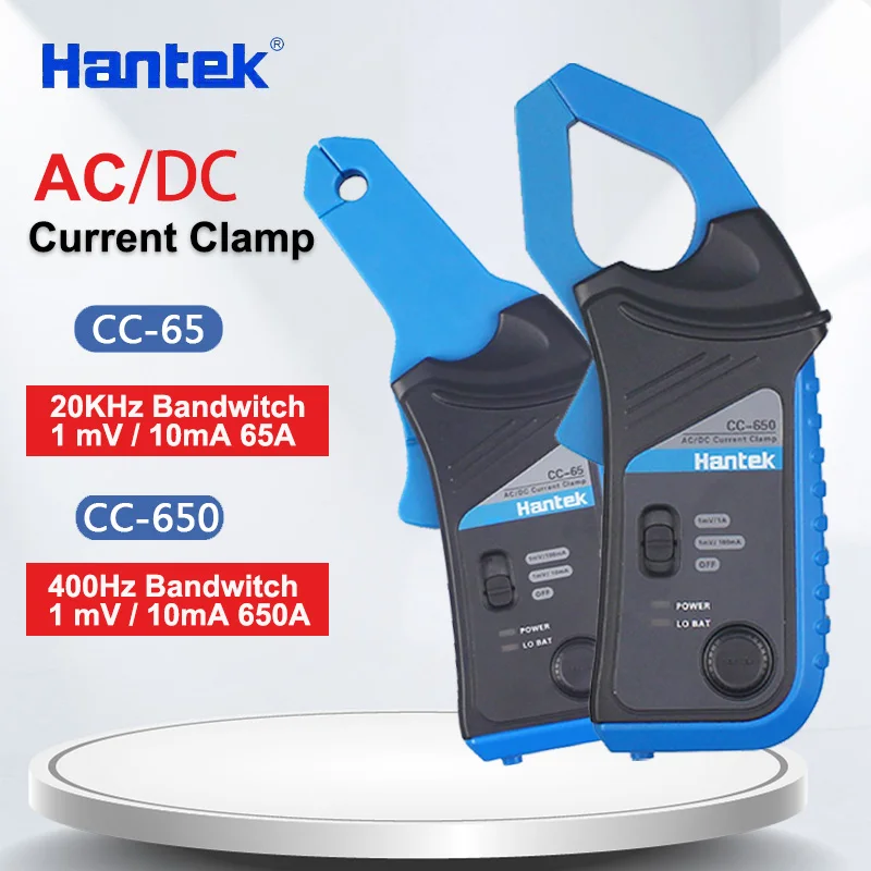 Hantek AC/DC Current Clamp Meter CC65 CC650 for Oscilloscope 400Hz Bandwidth 1mV/10mA 650A CC-650 with BNC/Banana Type Connector