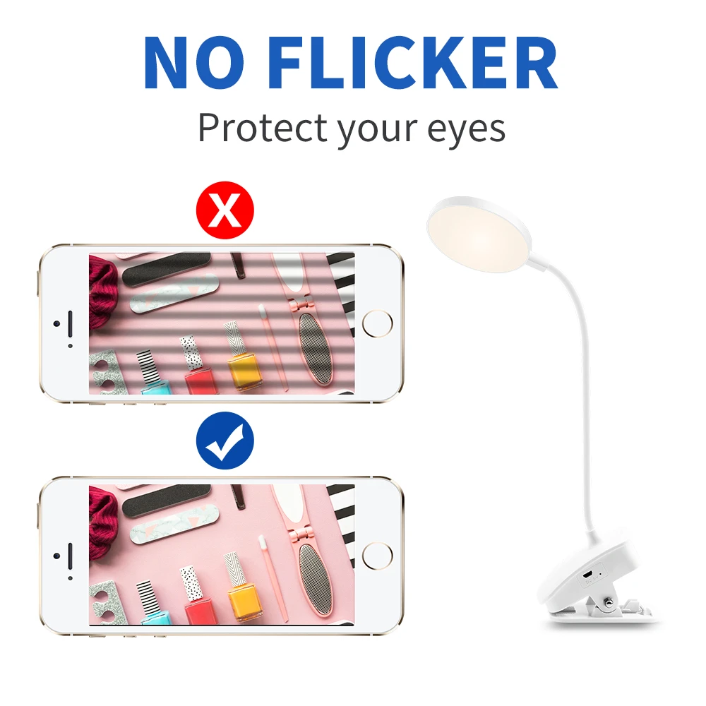 Table Lamp LED Book Lights Portable Touch Switch Desktop Read Table Light USB Rechargeable 18650 Battery 3 Colors Dimming Lampe