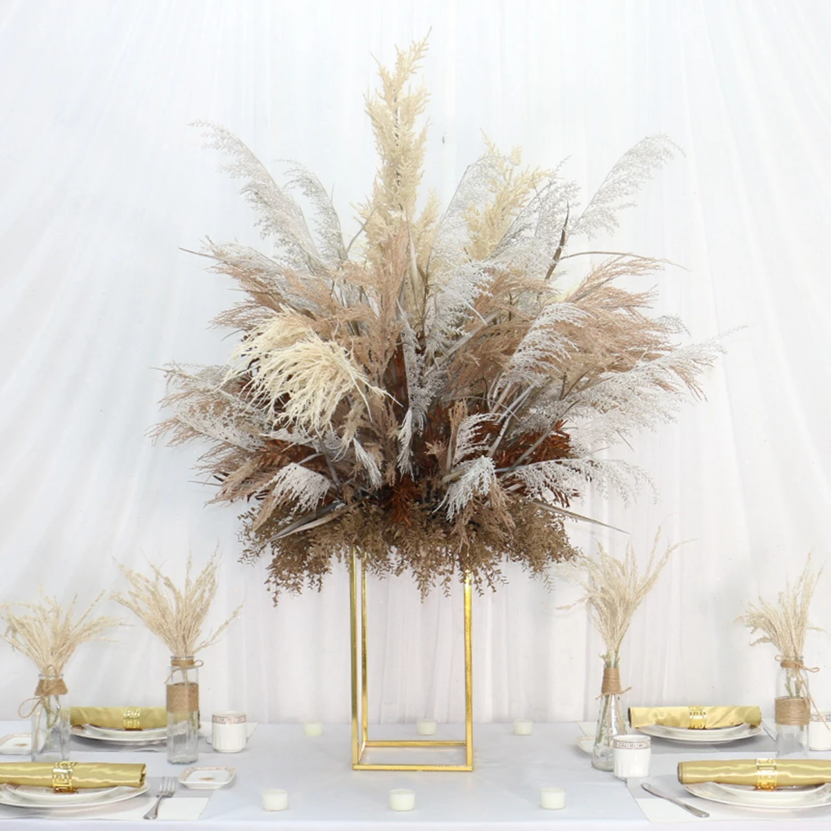 Large Dried Flower Reed Plants Grass Flower Ball Arrangement stand Wedding Table Floral Party Church event Decor Window Display