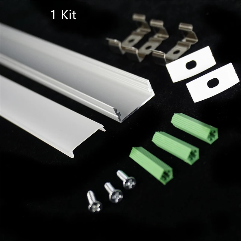 5/10-Pack 3.3FT 1M Strip kanał aluminiowy w kształcie litery U z dyfuzorem, pod szafką licznik dwurzędowa taśma LED profil oświetleniowy