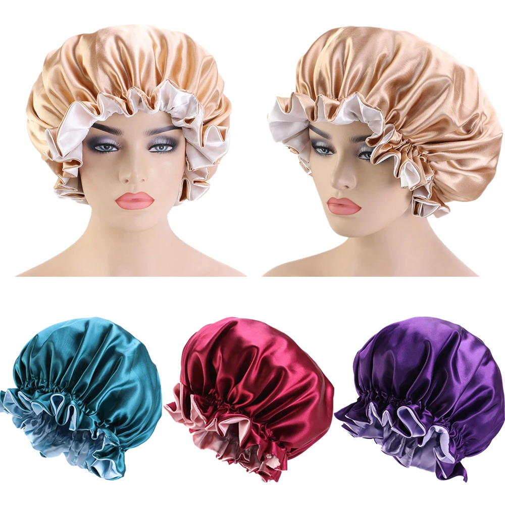 Adjust Elastic Satin Sleep Cap Bonnet Hair Styling Hair Care Women Night Sleep Hat Head Wrap Cap Hair Headwear Nightcap