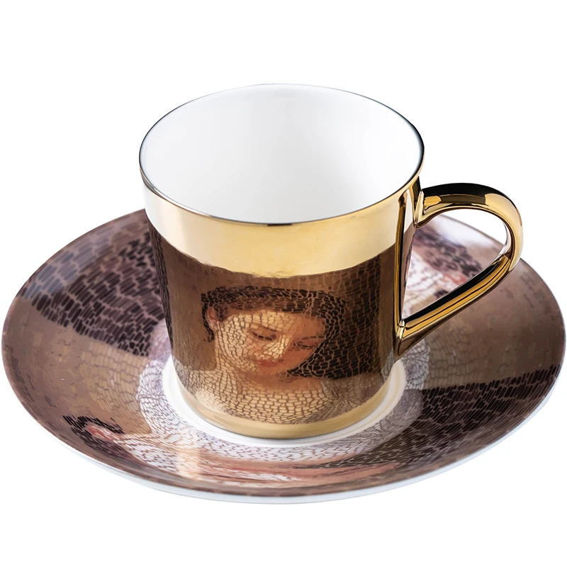 Ins Mirror Reflection Cup Coffee mug Picasso Ceramic Coffee Cup and Saucer Set lion Funny Mugs for Friend Birthday Best Gift WF