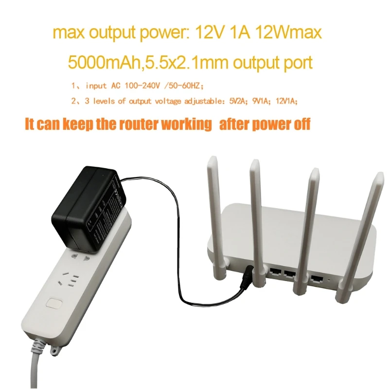 5000MAh 5V 9V 12V UPS Uninterrupted สำรองแหล่งจ่ายไฟ5.5X5.1มม.สำหรับ wiFi Router LED กล้องวงจรปิดกล้อง