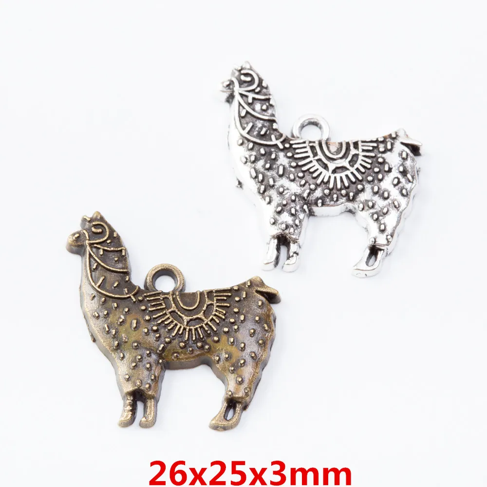 

25 pieces of retro metal zinc alloy Alpaca pendant for DIY handmade jewelry necklace making 7038