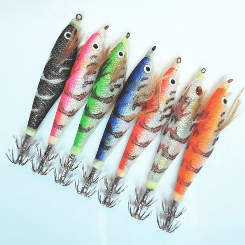 

20Pcs Squid Jig 10cm 10g Artificial shrimp Fishing Lures Squid Jig Hooks Lifelike Fishing Tackle Accessories