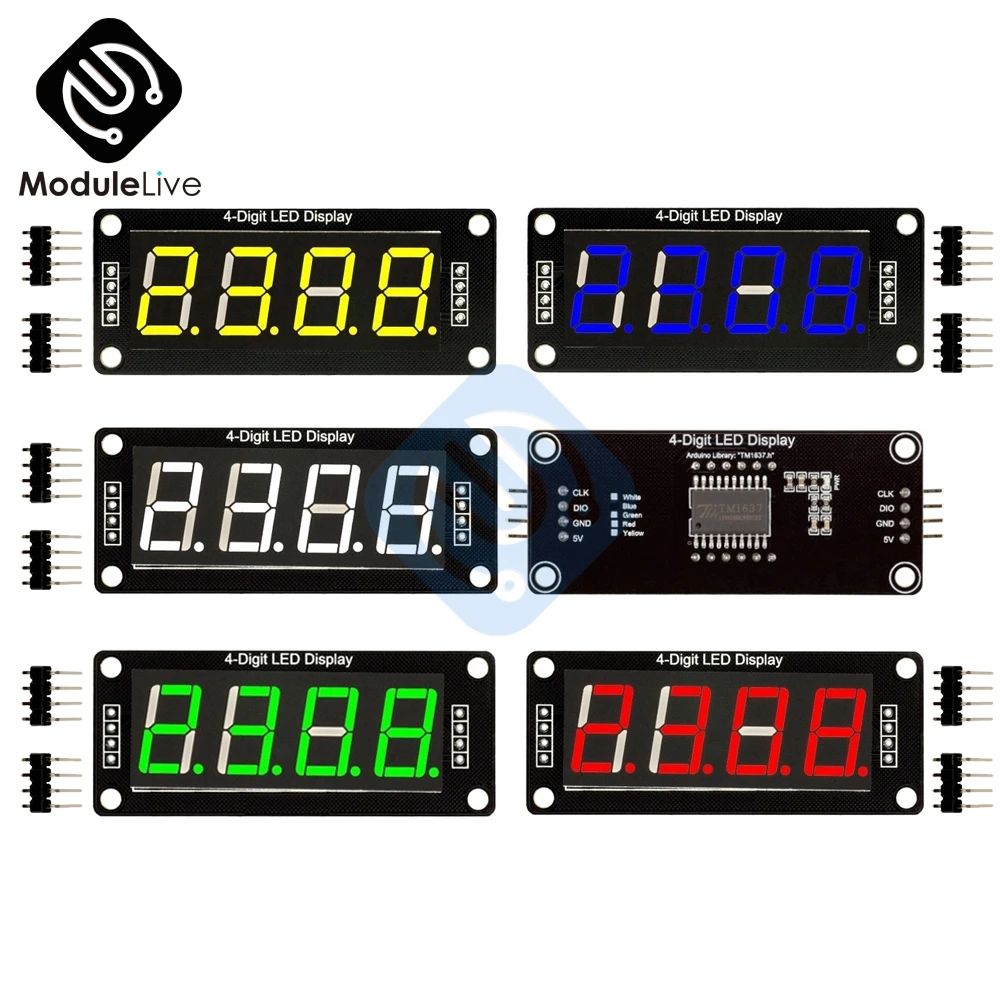 

0.56 Inch 4 Bit 4-Digit LED Digital Display Tube Module 5V 7 Segments TM1637 0.56" Anode Tube Decimal Display Module FIve Color