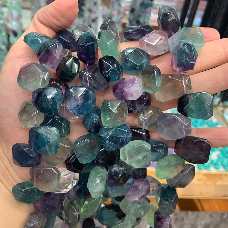 Natural Fluorite Stone Beads 15'' Irregular DIY Loose Beads For Jewelry Making Beads For Women Necklace Earring Pendant Gift