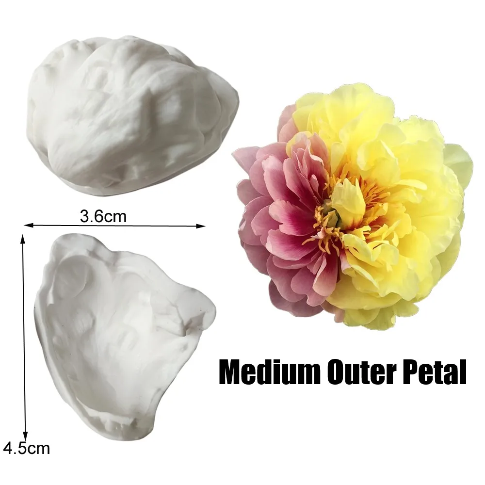 New Peony Silicone Mold Flower Fondant Veiner Gumpaste Mold Sugarcraft Resin Clay Cake Decorating Tool M2835