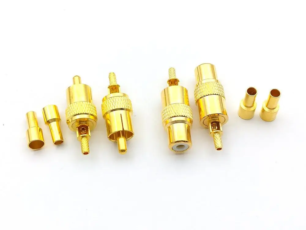 100PCS Gold plated brass RCA Male/RCA Female Coax Cable Connector for RG174 RG316 Cable