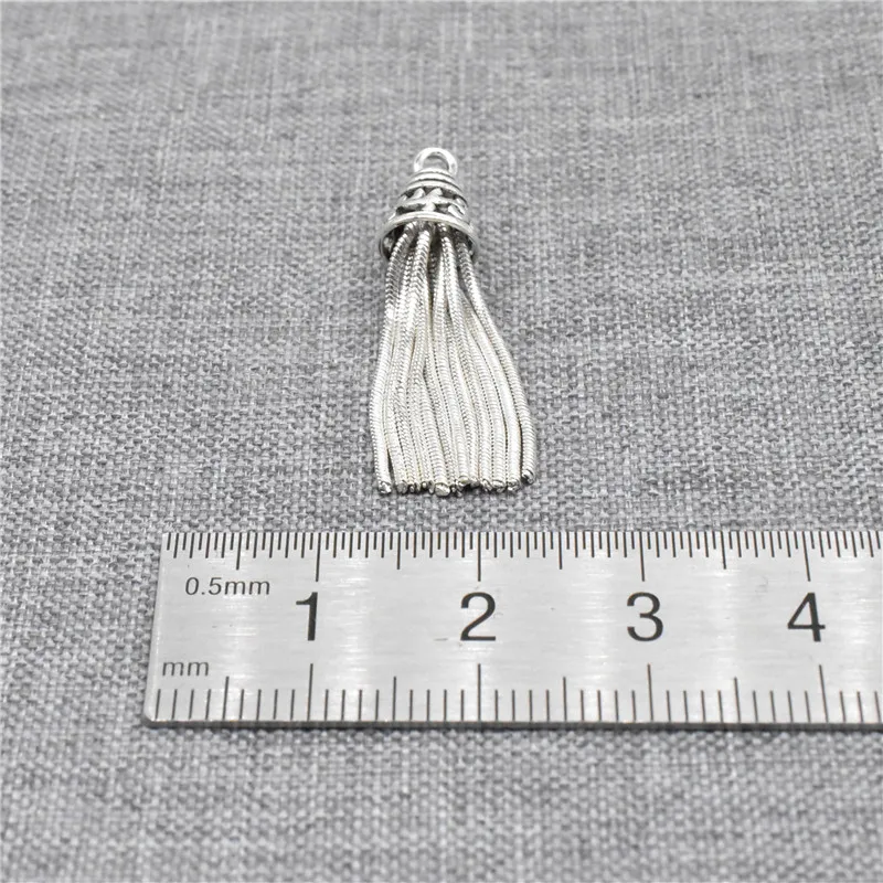 925 Sterling Silver Snake Chain Tassel Charm Pendant for Necklace Earring