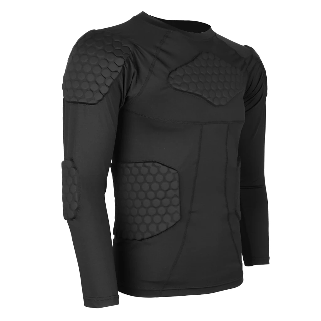 Padded Compression Shirt Rib Chest Protector for Football Basketball Paintball Cycling Men\'s Padded Compression Shirt Protective