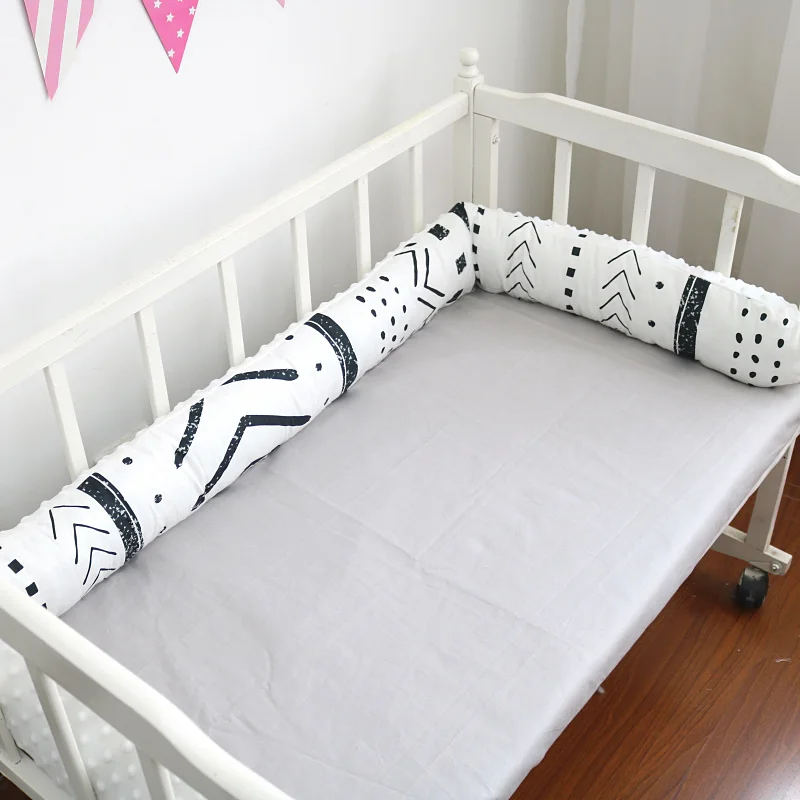 Baby Crib Bumpers Black White Cotton Infant Newborn Bubble Fleece One-piece Bed Rail Protector Pillows Cushion Kids Room Decor